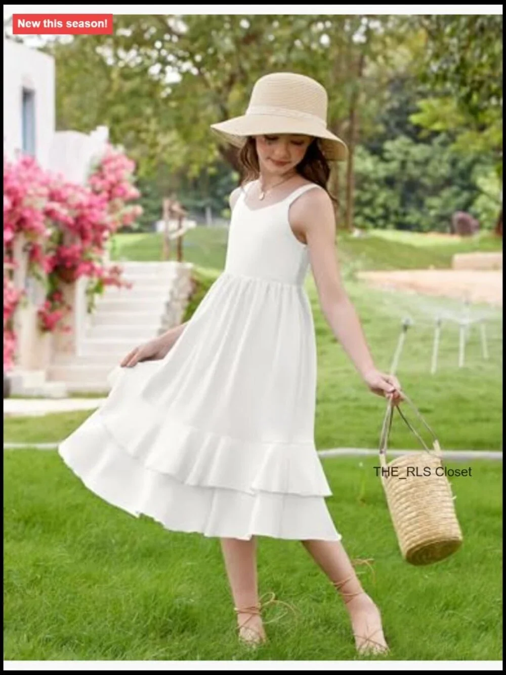 Girls Cami Summer Dress Casual Sleeveless Sundress with Pockets for 5-14 Y
